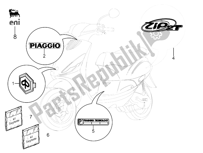 Wszystkie części do Talerze - Emblematy Piaggio ZIP 50 2T 2009