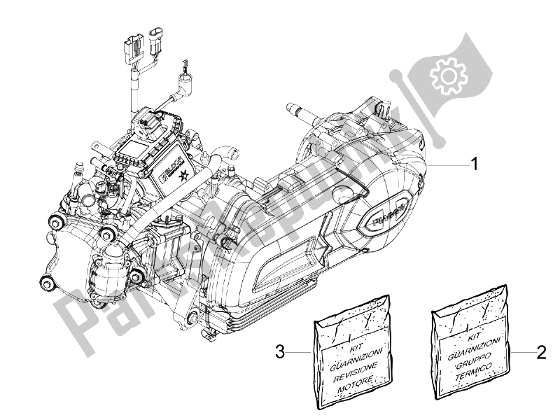 Toutes les pièces pour le Moteur, Assemblage du Piaggio X7 125 IE Euro 3 2009