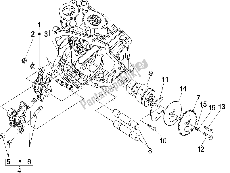 Toutes les pièces pour le Leviers à Bascule Support Unité du Piaggio X8 125 Premium Euro 3 2007