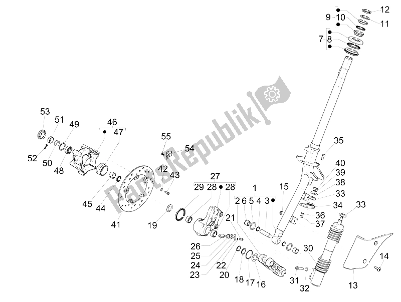 Tutte le parti per il Forcella / Tubo Sterzo - Unità Cuscinetto Sterzo del Piaggio ZIP 50 SP Euro 2 2006
