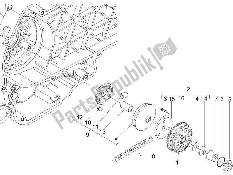 Tutte le parti per il Puleggia Motrice del Piaggio Liberty 200 4T Sport E3 2006