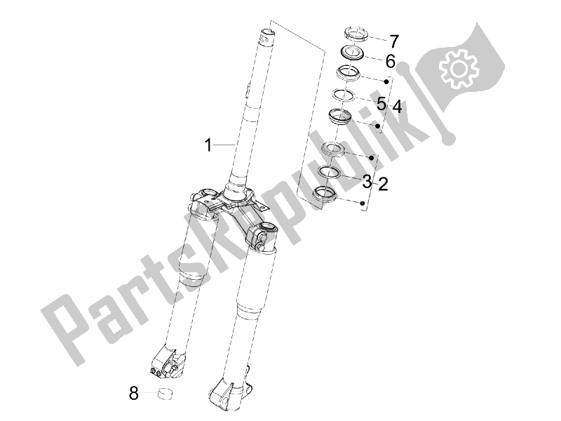 Tutte le parti per il Forcella / Tubo Sterzo - Unità Cuscinetto Sterzo del Piaggio Liberty 200 4T E3 2006