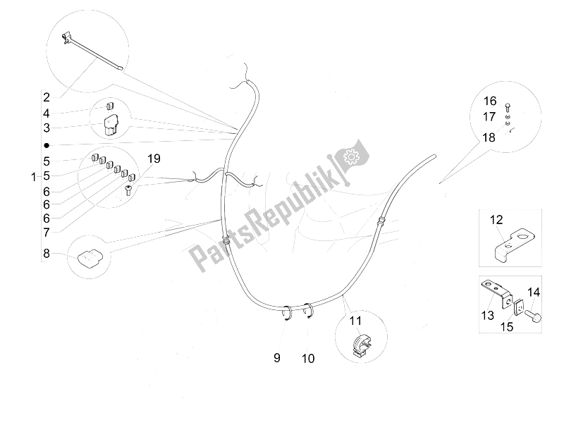 All parts for the Main Cable Harness of the Piaggio FLY 150 4T E2 E3 Vietnam 2012