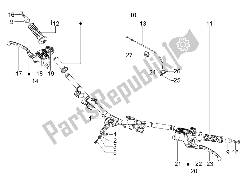 Todas las partes para Manillar - Master Cil. De Piaggio Carnaby 200 4T E3 2007