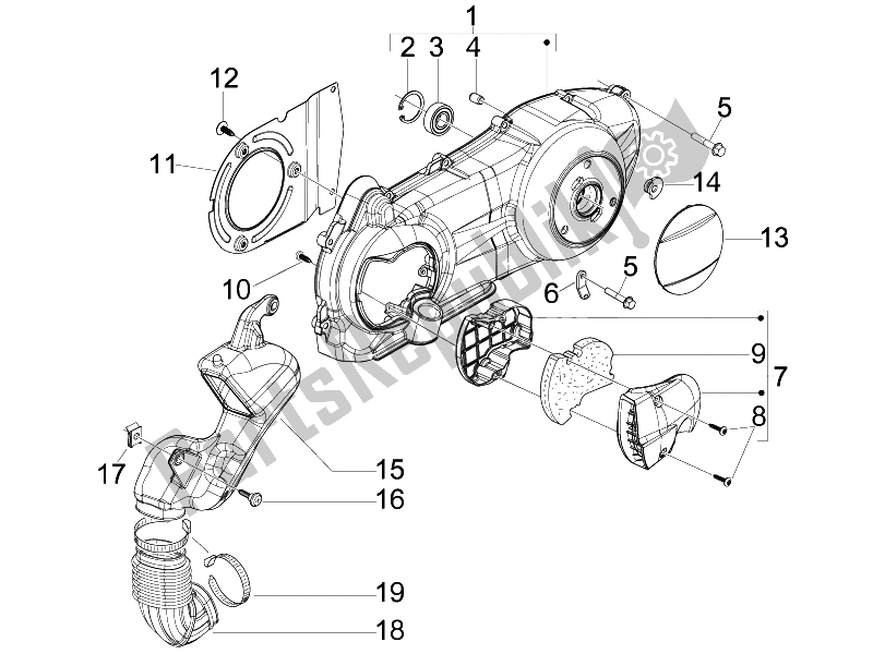 Tutte le parti per il Coperchio Del Carter - Raffreddamento Del Carter del Piaggio MP3 250 IE LT 2008