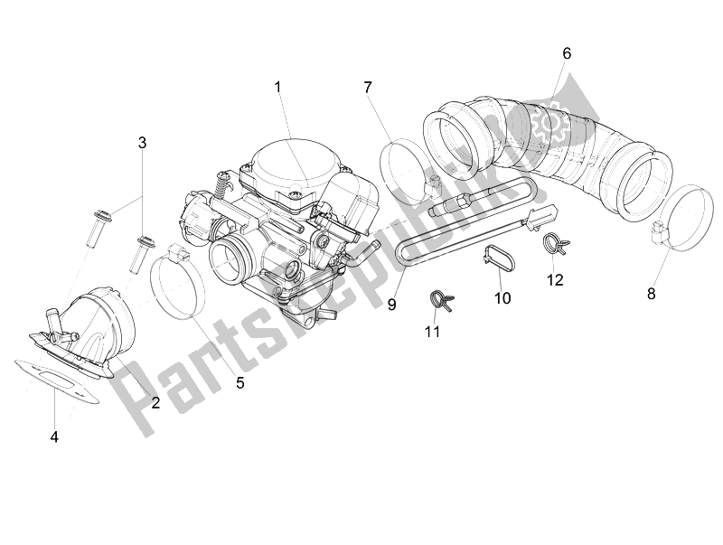 Toutes les pièces pour le Carburateur, Montage - Tuyau Union du Piaggio Liberty 125 4T Delivery E3 2007