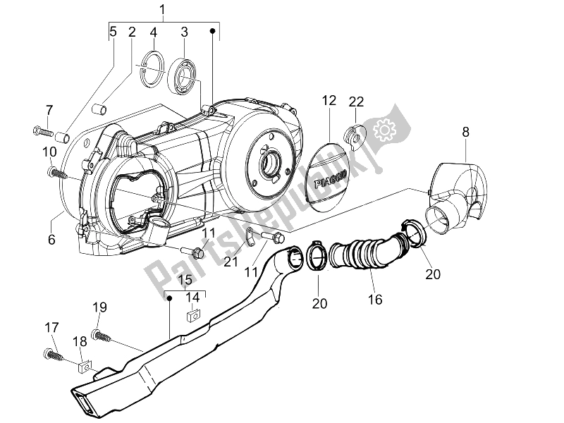 Wszystkie części do Pokrywa Skrzyni Korbowej - Ch? Odzenie Skrzyni Korbowej Piaggio Liberty 125 4T E3 2006