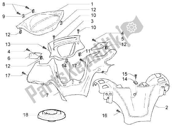 All parts for the Handlebar Coverings of the Piaggio X9 200 Evolution 2004