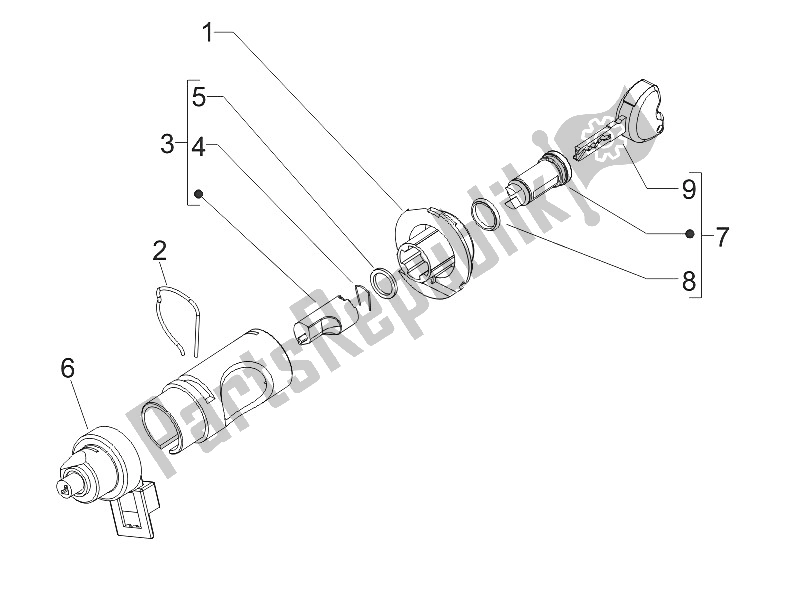 Toutes les pièces pour le Serrures du Piaggio Liberty 125 4T 2V IE E3 Vietnam 2011