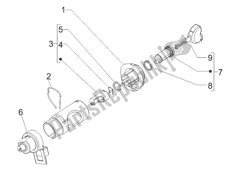 Toutes les pièces pour le Serrures du Piaggio Liberty 150 4T 2V IE E3 Vietnam 2011