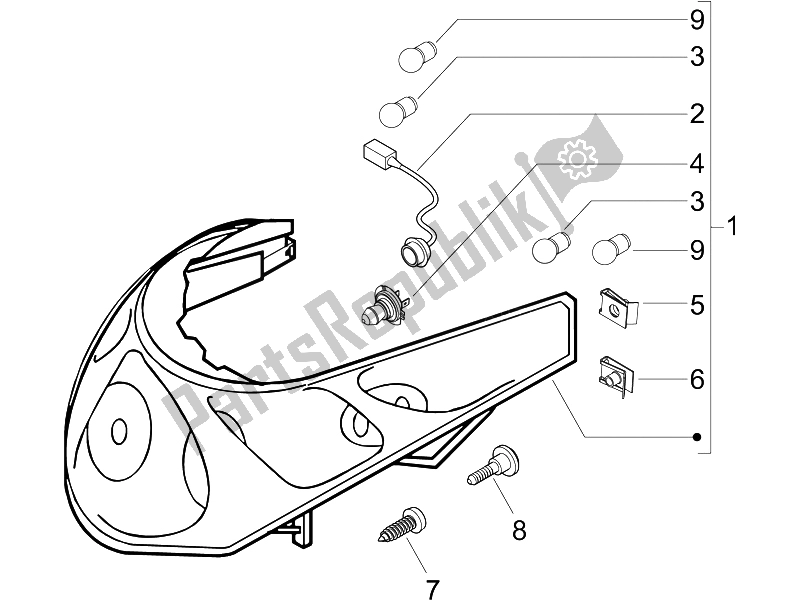 All parts for the Front Headlamps - Turn Signal Lamps of the Piaggio Beverly 250 IE Sport E3 2006