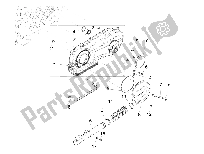 Toutes les pièces pour le Couvercle De Carter - Refroidissement Du Carter du Piaggio FLY 125 4T 3V IE Vietnam 2014