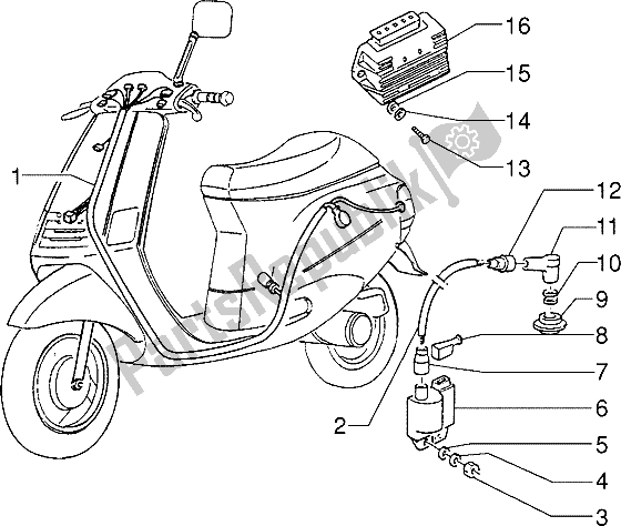 All parts for the Electrical Devices of the Piaggio ZIP Freno A Disco 50 1995