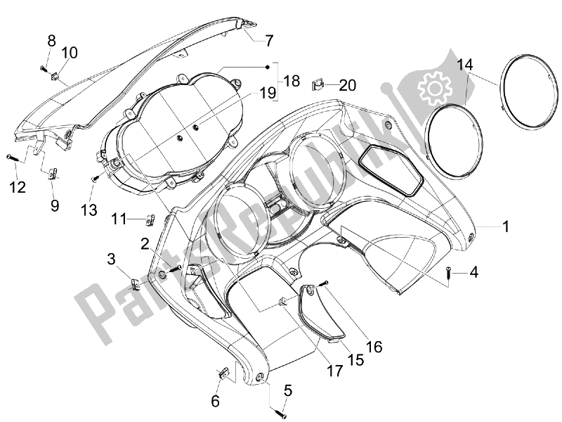 All parts for the Meter Combination-dashbord of the Piaggio MP3 300 IE MIC 2010