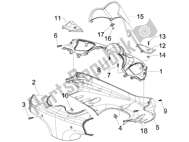 All parts for the Handlebars Coverages of the Piaggio Beverly 125 Sport E3 2007