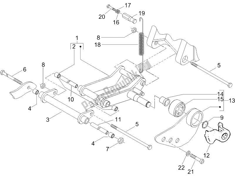 All parts for the Swinging Arm of the Piaggio ZIP 50 4T 2006