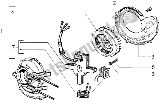 All parts for the Flywheel Magneto of the Piaggio Ciao 50 1996