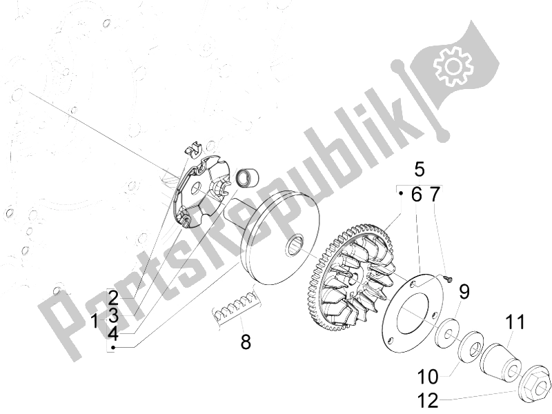 All parts for the Driving Pulley of the Piaggio X8 150 Street Euro 2 2006