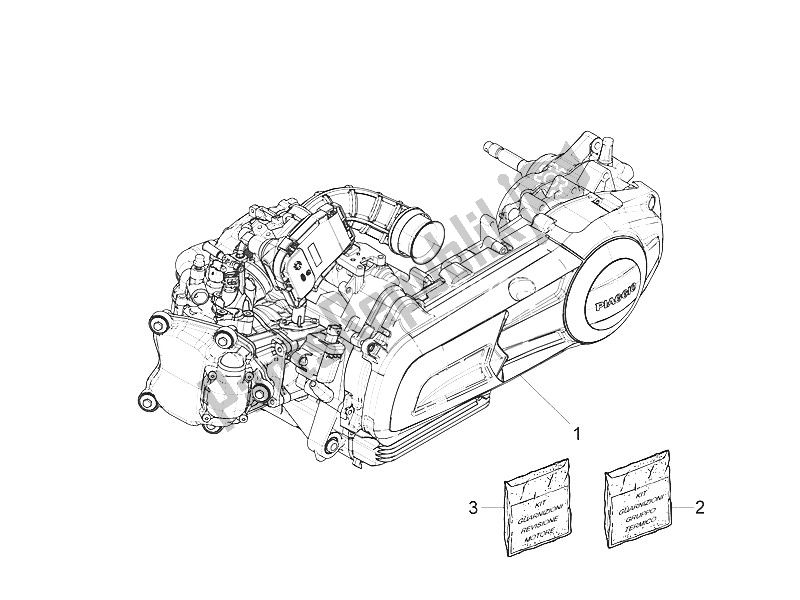 Tutte le parti per il Motore, Assemblaggio del Piaggio Beverly 300 IE ABS E4 EU 2016