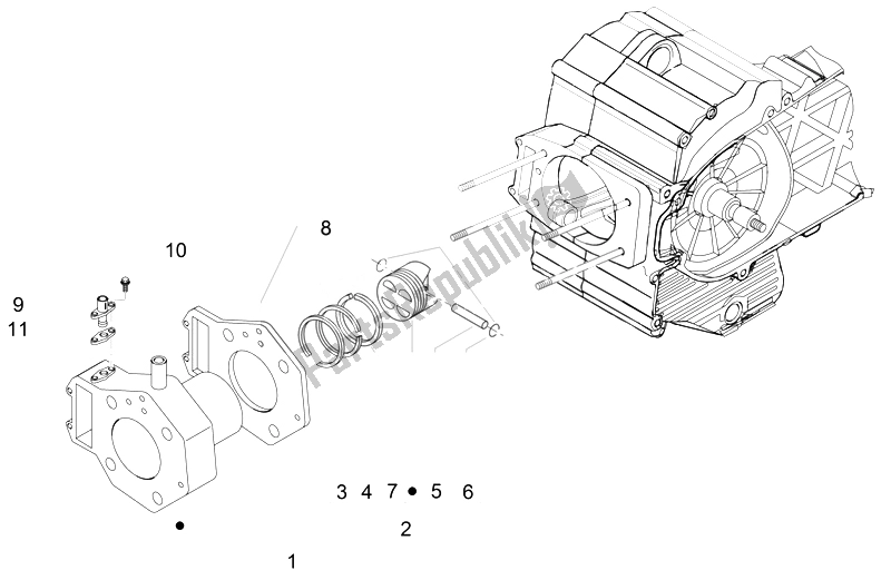 Alle onderdelen voor de Cilinder-zuiger-pols-peneenheid van de Piaggio MP3 500 LT Business Emea 2014