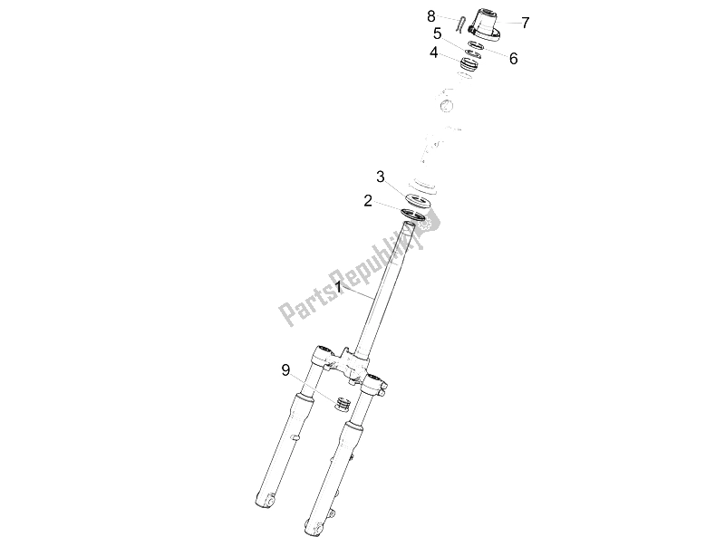 All parts for the Fork/steering Tube - Steering Bearing Unit of the Piaggio Liberty 125 Iget 4T 3V IE ABS EU 2015