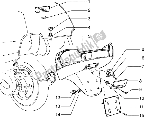 Todas las partes para Soporte De Matrícula Y Lámpara De Compartimento De Caja de Piaggio Hexagon 150 1994