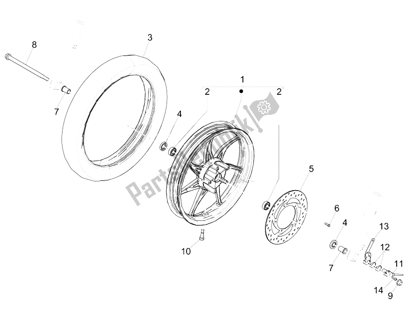 All parts for the Front Wheel of the Piaggio Liberty 50 Iget 4T 3V EU 2015