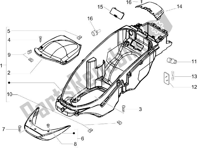 Toutes les pièces pour le Logement De Casque - Sous La Selle du Piaggio BV 500 2005