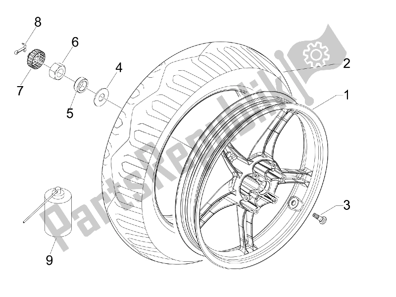 All parts for the Rear Wheel of the Piaggio Liberty 125 4T PTT E3 F 2007