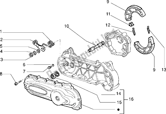 All parts for the Crankcase Cover-brake Jaws of the Piaggio Velofax 50 1997