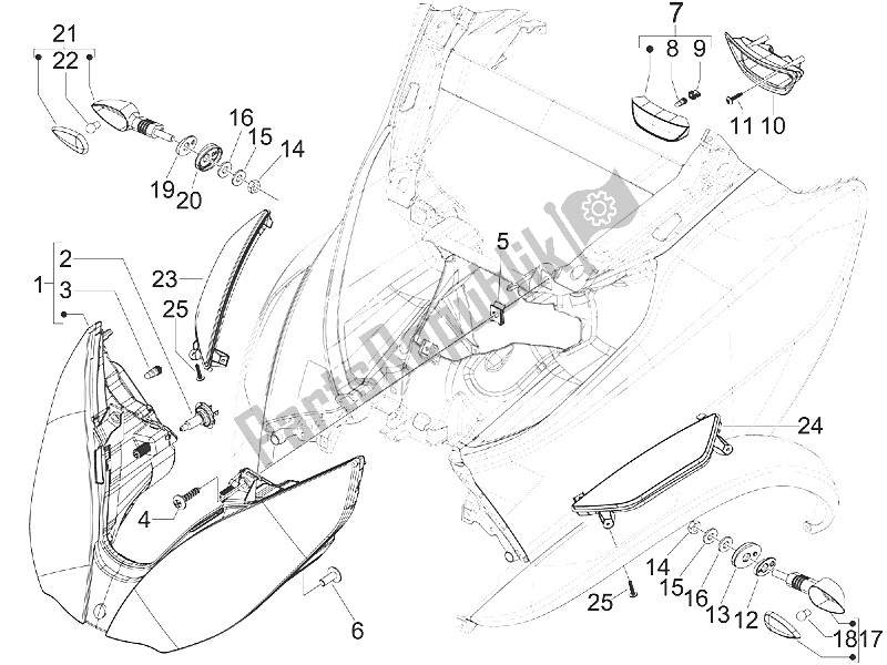 Todas las partes para Faros Delanteros - Luces Intermitentes de Piaggio MP3 300 IE LT Touring 2011