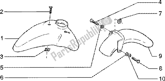 Todas as partes de Guarda-lamas Dianteiro E Traseiro do Piaggio Liberty 150 Leader 1998