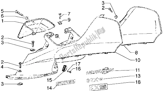 All parts for the Upper Side Panels of the Piaggio Hexagon GTX 180 1999