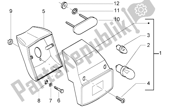 All parts for the Tail Lamp of the Piaggio Ciao 50 2002