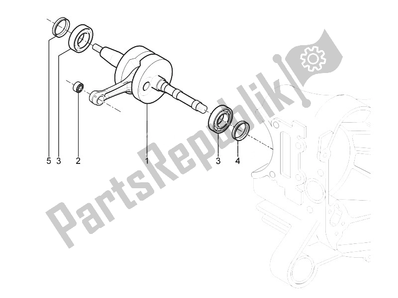 All parts for the Crankshaft of the Piaggio Typhoon 50 2T E3 CH 2011