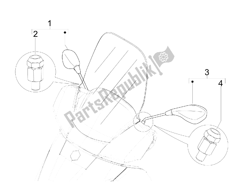 All parts for the Driving Mirror/s of the Piaggio X7 300 IE Euro 3 2009