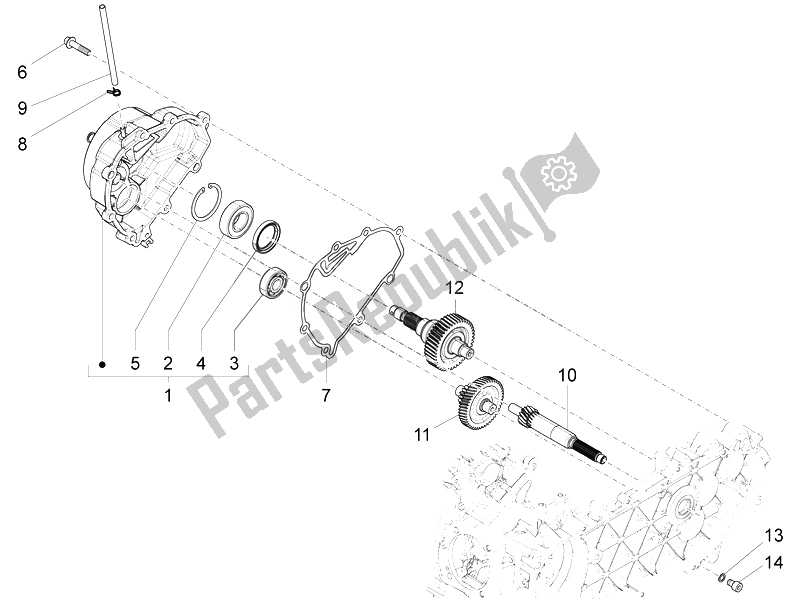 Toutes les pièces pour le Unité De Réduction du Piaggio Liberty 150 4T 3V IE LEM Vietnam 2014