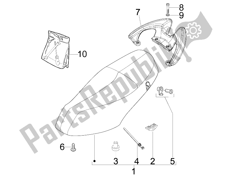 All parts for the Saddle/seats of the Piaggio FLY 150 4T E3 2008