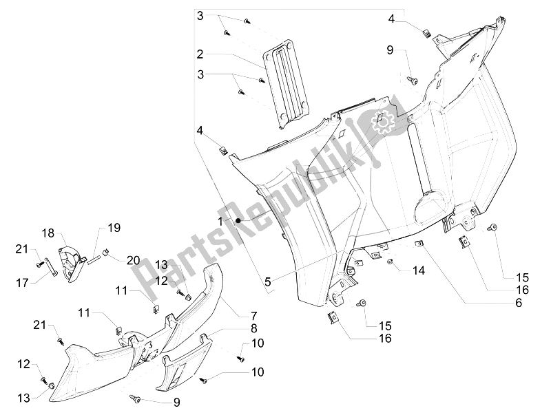 Toutes les pièces pour le Boîte à Gants Avant - Panneau De Protection Des Genoux du Piaggio MP3 500 LT Business Emea 2014