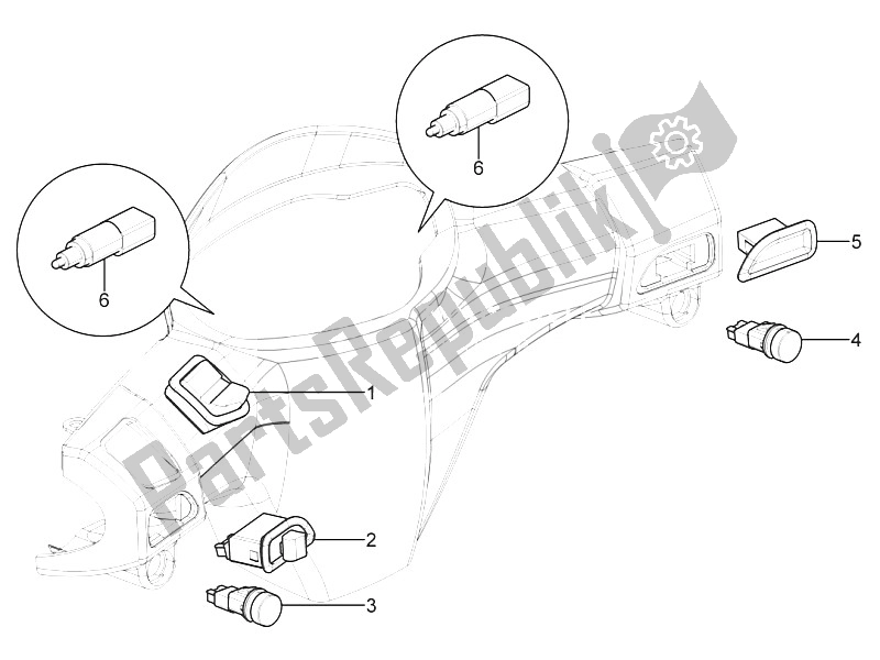 All parts for the Selectors - Switches - Buttons of the Piaggio Typhoon 50 2T E2 2011