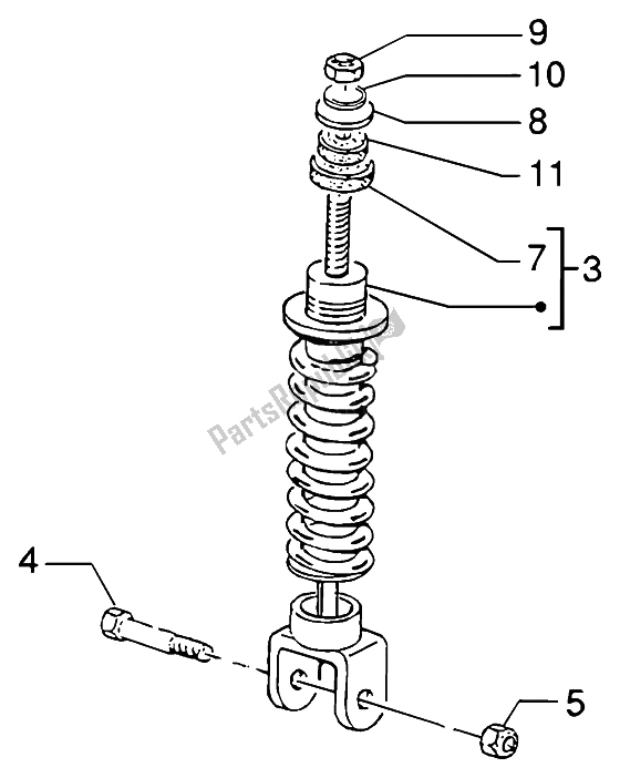 All parts for the Rear Damper of the Piaggio NRG MC3 DT 50 2004