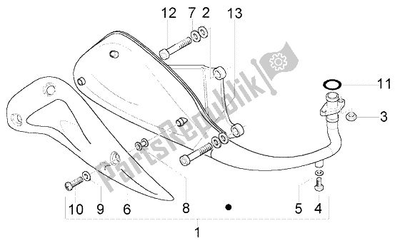 All parts for the Silencer of the Piaggio FLY 150 4T 2004