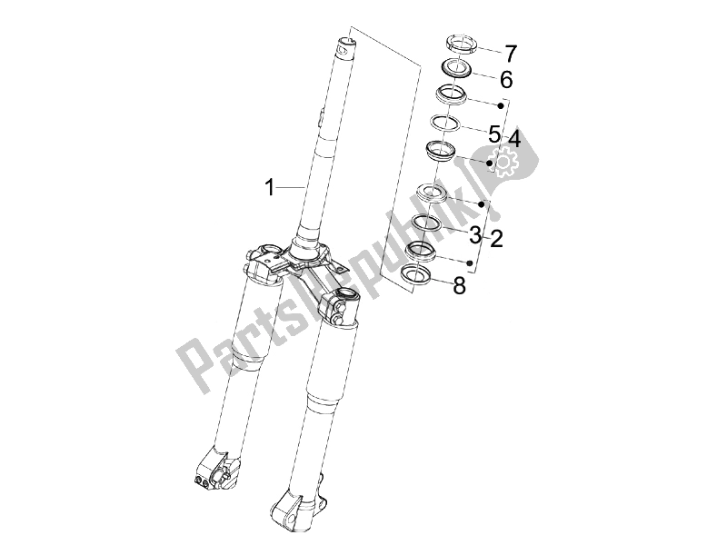 Toutes les pièces pour le Fourche / Tube De Direction - Palier De Direction du Piaggio Liberty 50 4T PTT B NL 2007