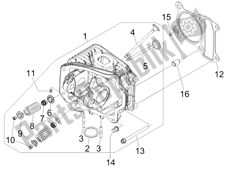 All parts for the Head Unit - Valve of the Piaggio Liberty 125 4T Delivery E3 2009