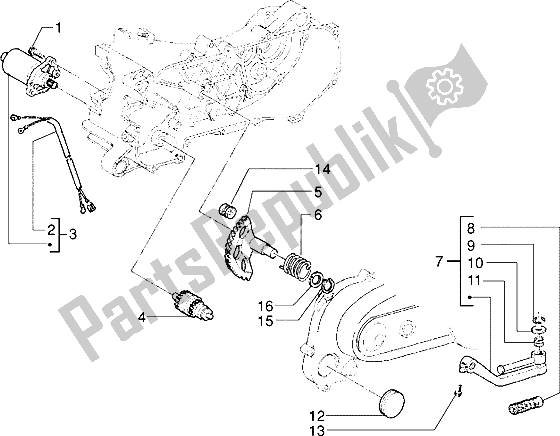 Alle onderdelen voor de Starthendel Voor Motorstarter van de Piaggio Skipperr 150 1996