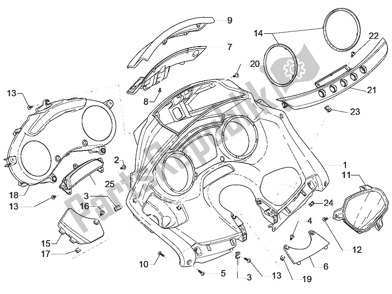 Tutte le parti per il Quadro Strumenti-quadro Comandi del Piaggio MP3 300 IE E4 LT Business Sport ABS EU 2016