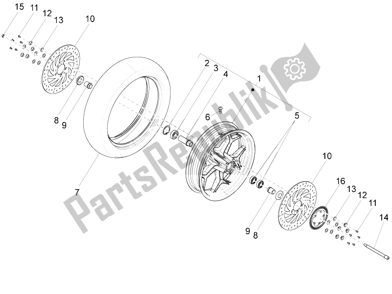 Todas las partes para Rueda Delantera de Piaggio X 10 350 4T 4V I E E3 2012