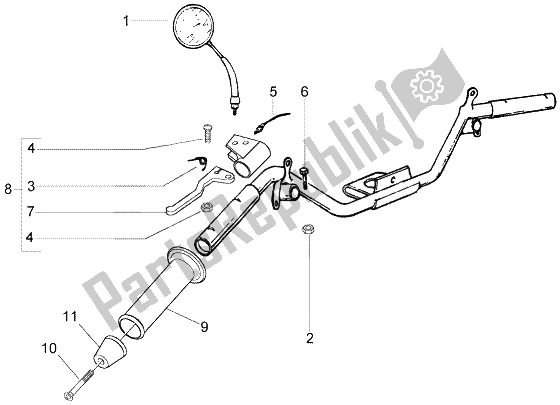 All parts for the Handlebars Component Parts (2) of the Piaggio Liberty 50 4T RST Delivery 2004
