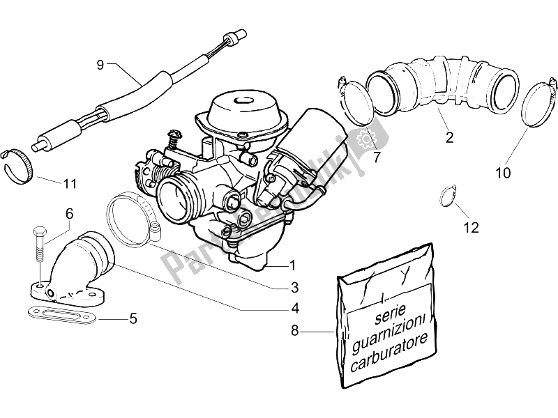 Tutte le parti per il Carburatore, Gruppo - Raccordo del Piaggio Liberty 125 4T Sport 2006