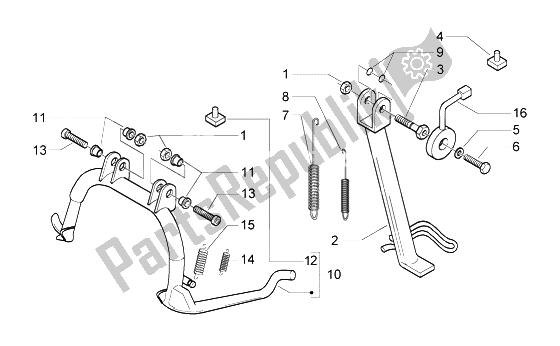 Todas as partes de Suporte Central Lateral do Piaggio Beverly 500 2003